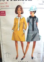 4708 68 BUTTERICK ZIPPY SS-LS CONTRAST A-DRESS PATTERN 14 36''